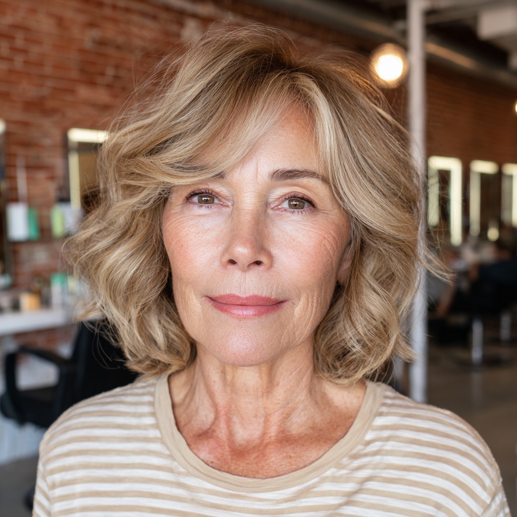 Textured Shoulder-Length Cut with Soft Waves