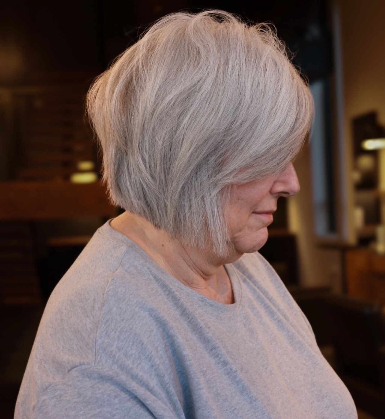 Textured Silver Bob with Gentle Layers