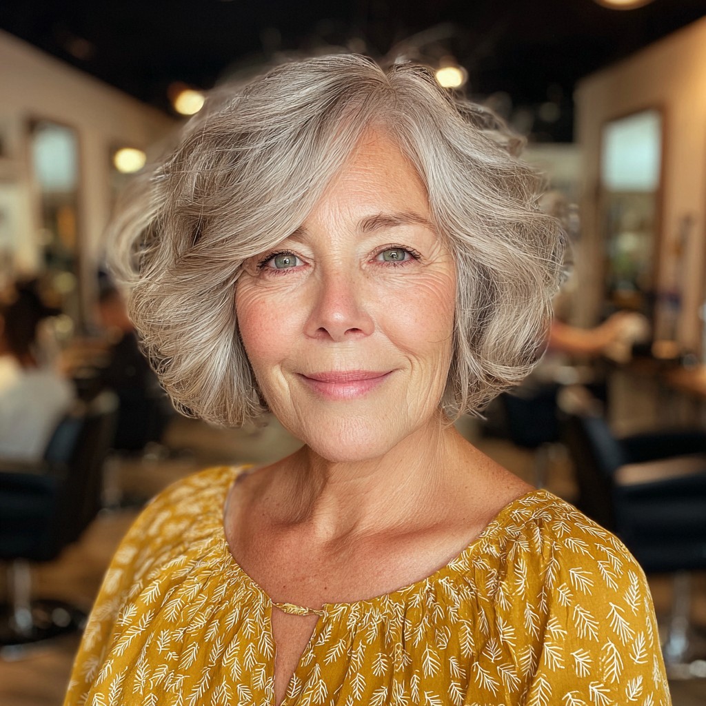 Textured Silver Bob with Soft Volume