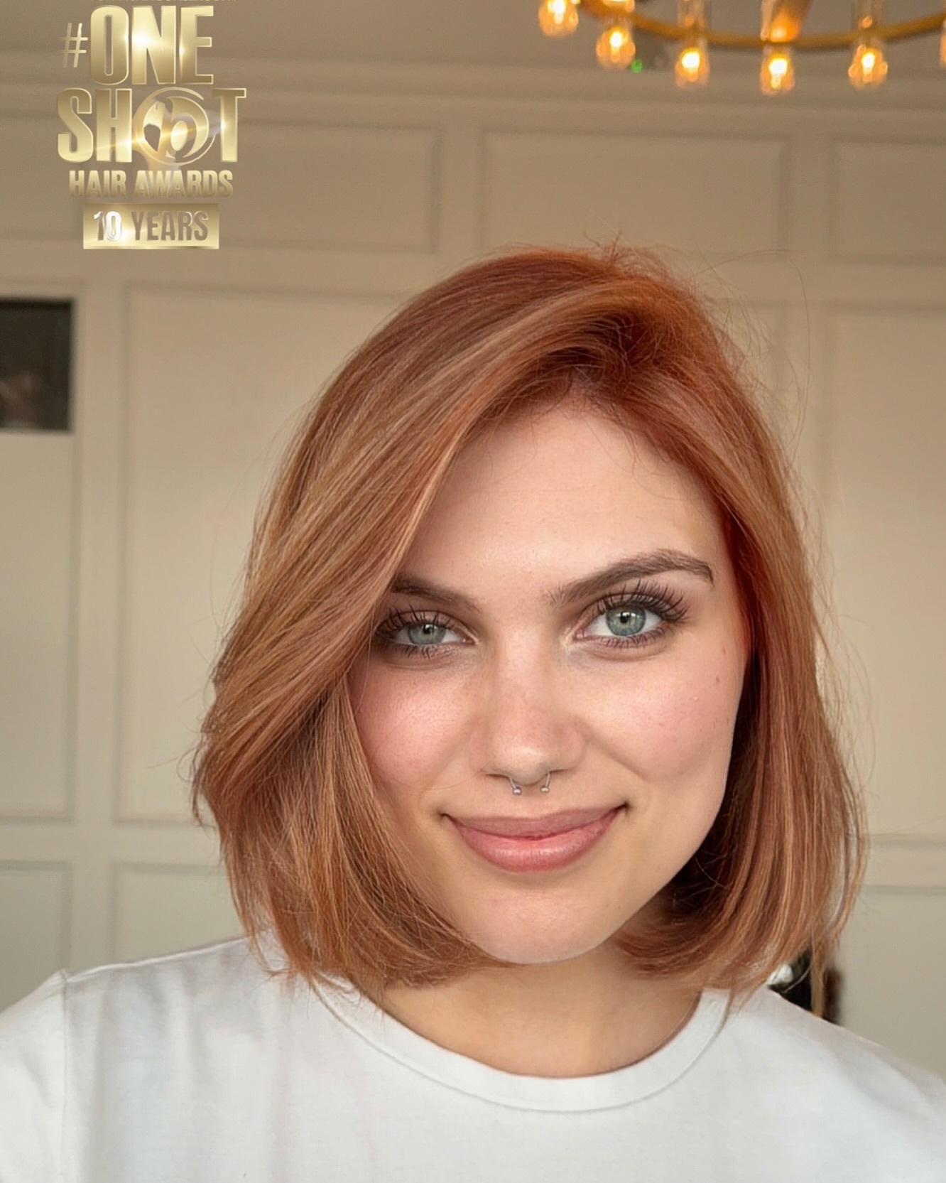 Warm Copper Blunt Bob with Subtle Texture