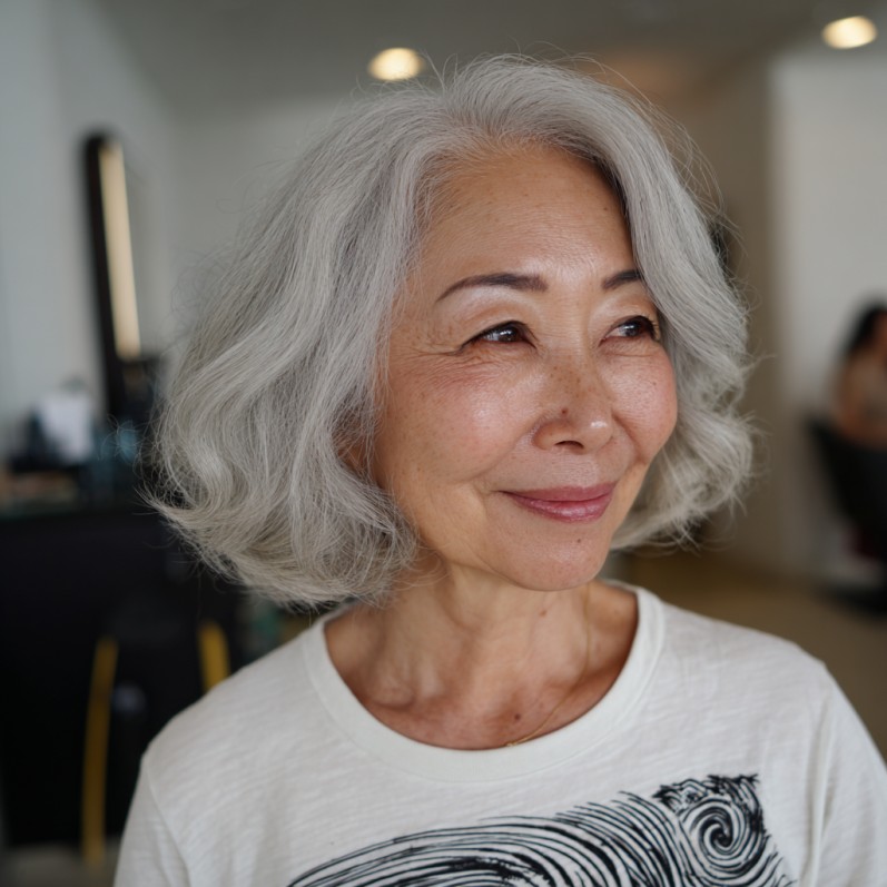 Charming Silver Bouncy Bob with Soft Volume