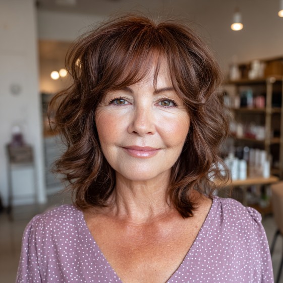 Charming Soft Curly Lob with Face-Framing Layers