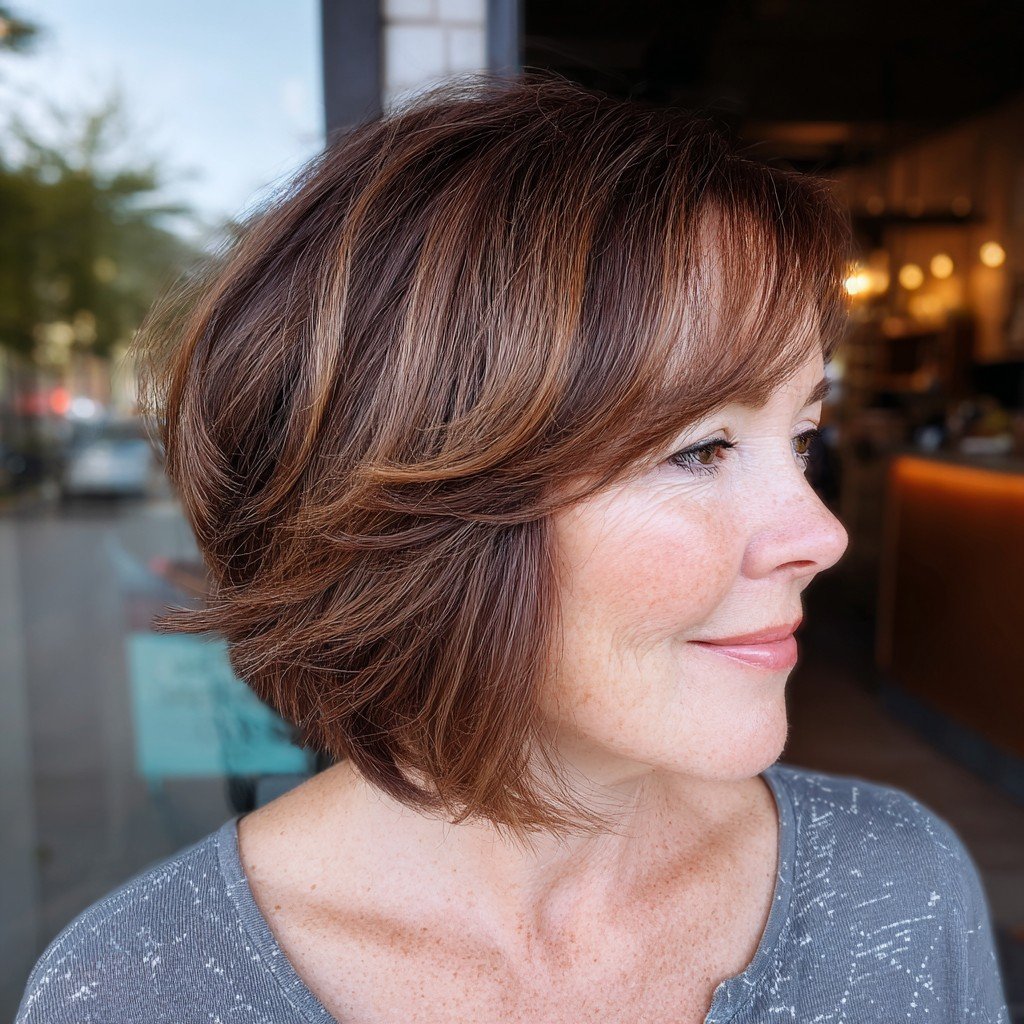 Chic Layered Bob with Soft Highlights