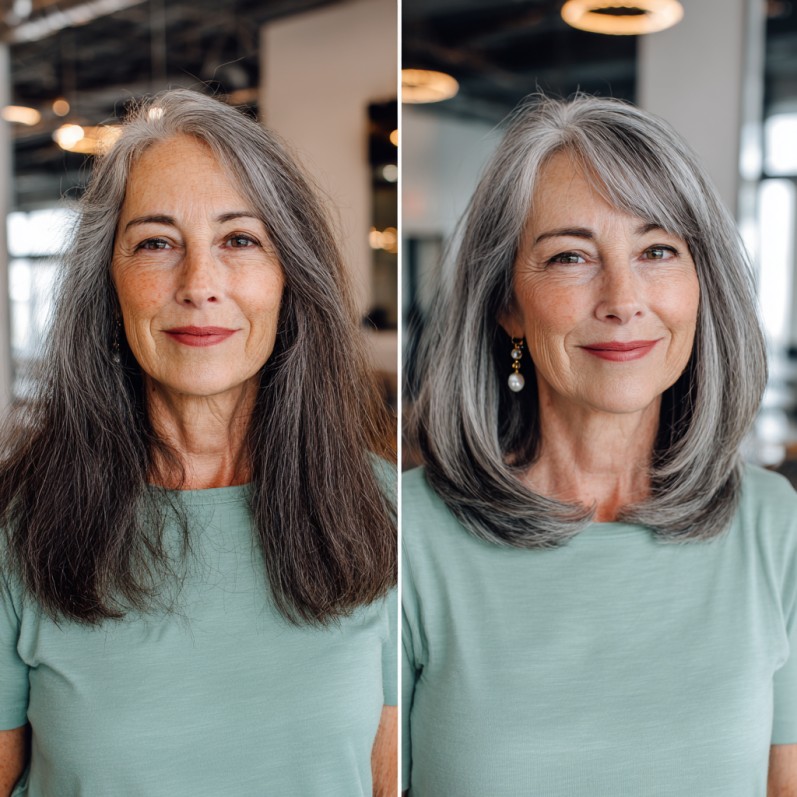 chic layered lob with soft face framing layers