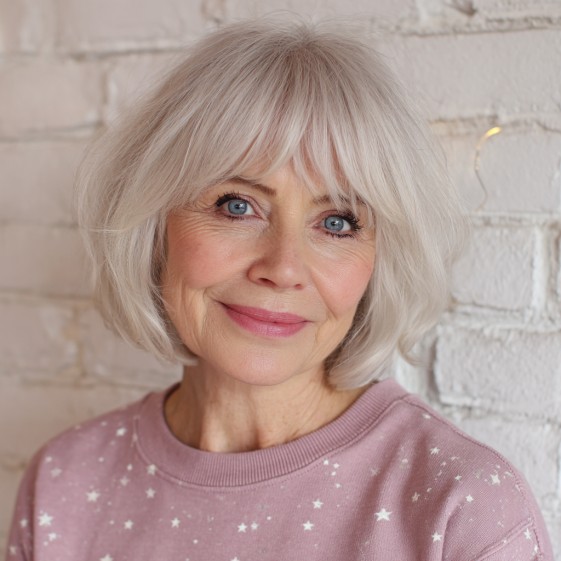 Chic Soft Blunt Bob with Wispy Bangs