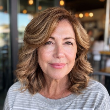Chic Soft Layered Curls with Warm Highlights