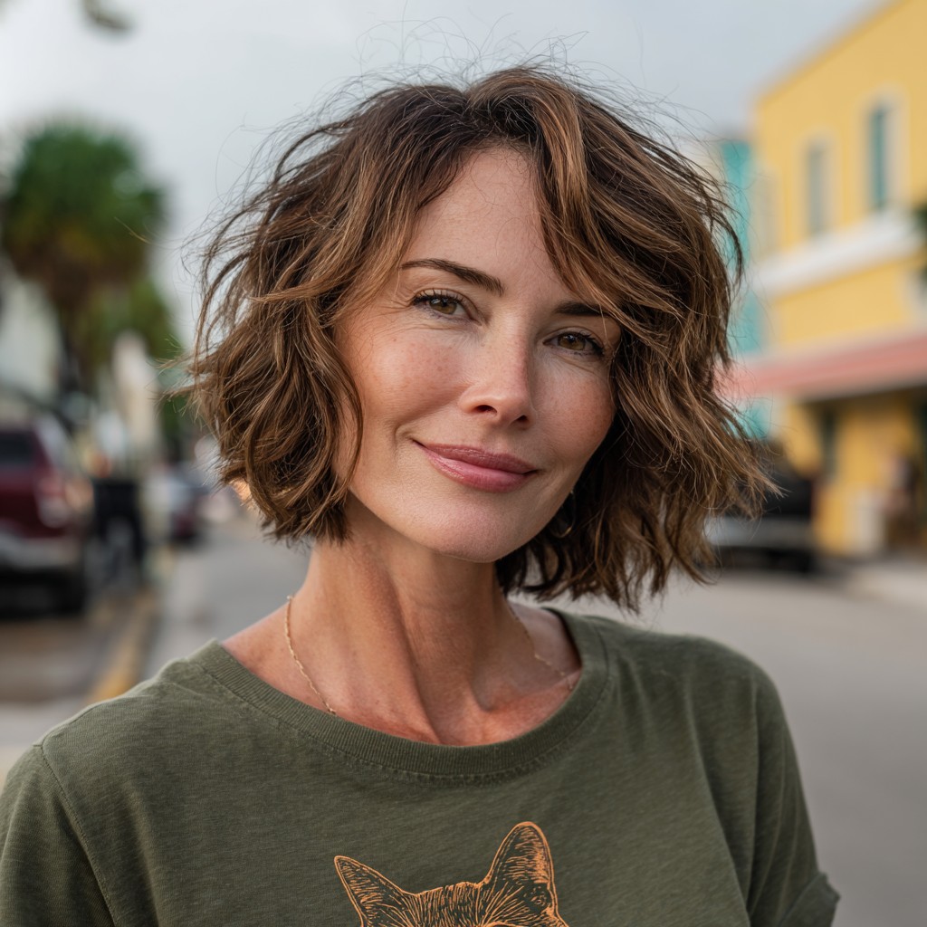 chic textured bob with soft waves