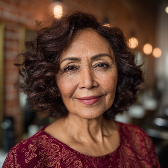 Classic Curly Lob with Soft Volume