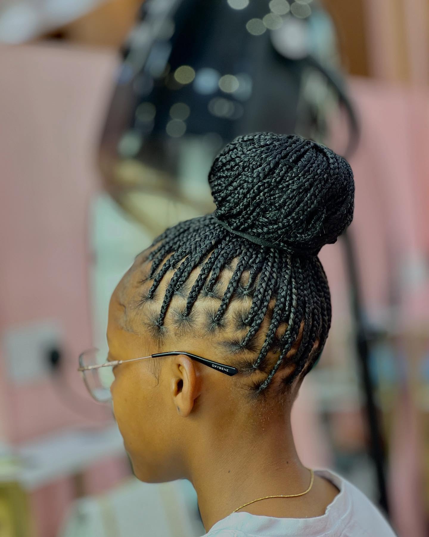 Classic High Knotless Braids with Neat Bun