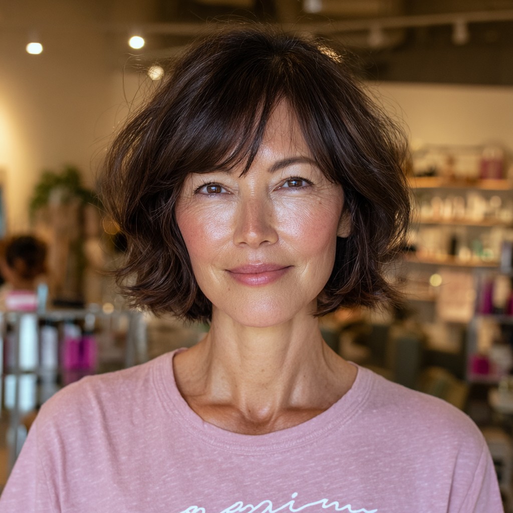 Effortless Textured Bob with Soft Bangs