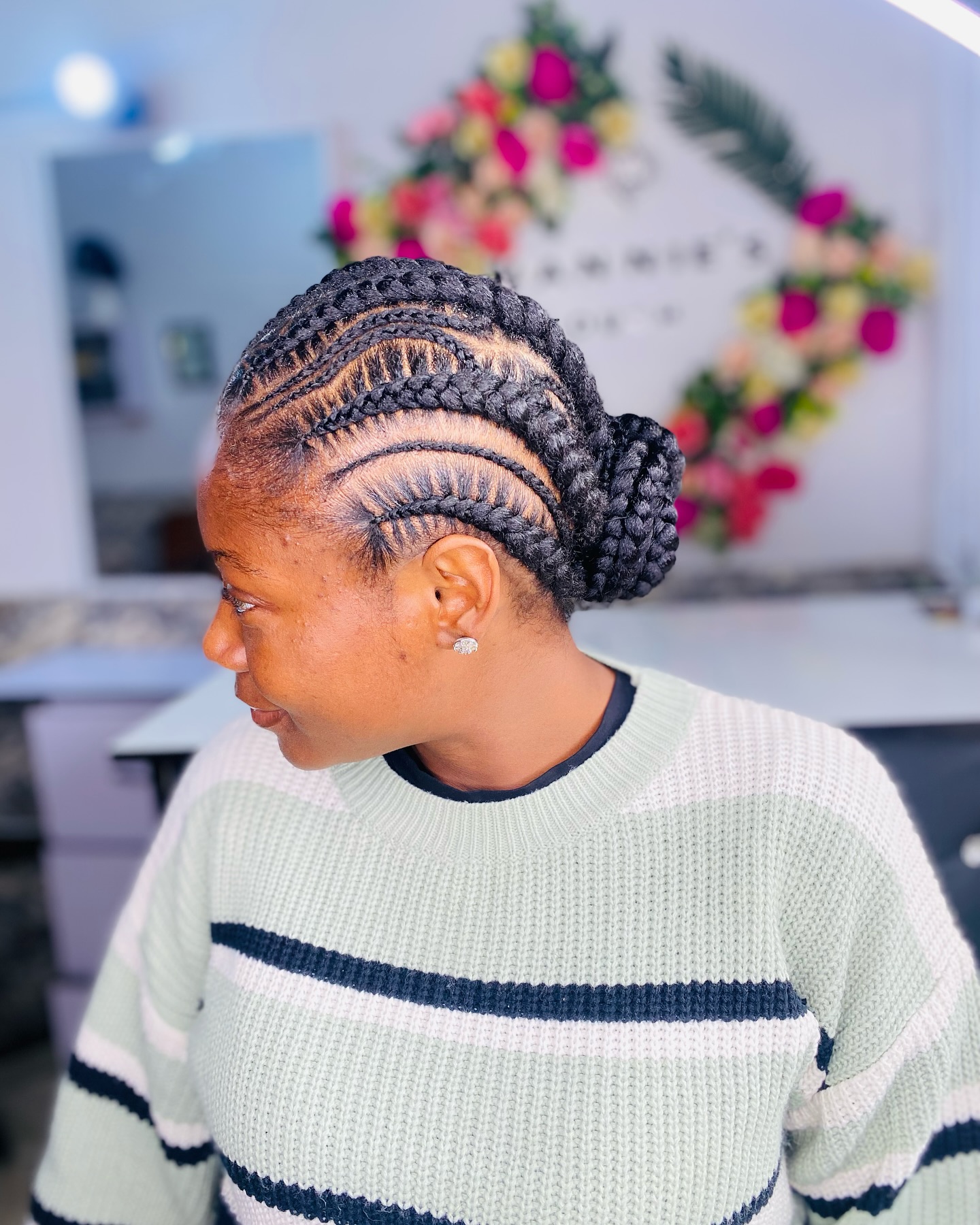 Modern Stitch Braids with Elegant Low Bun
