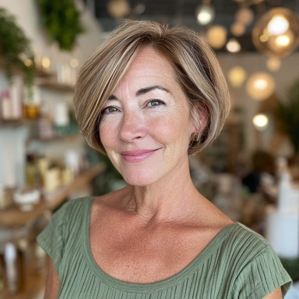 Modern Textured Bob with Soft Highlights