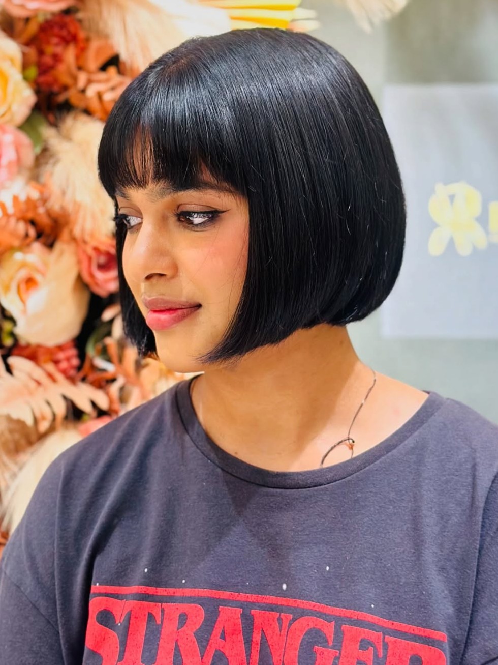Sleek Blunt Bob with Soft Fringe