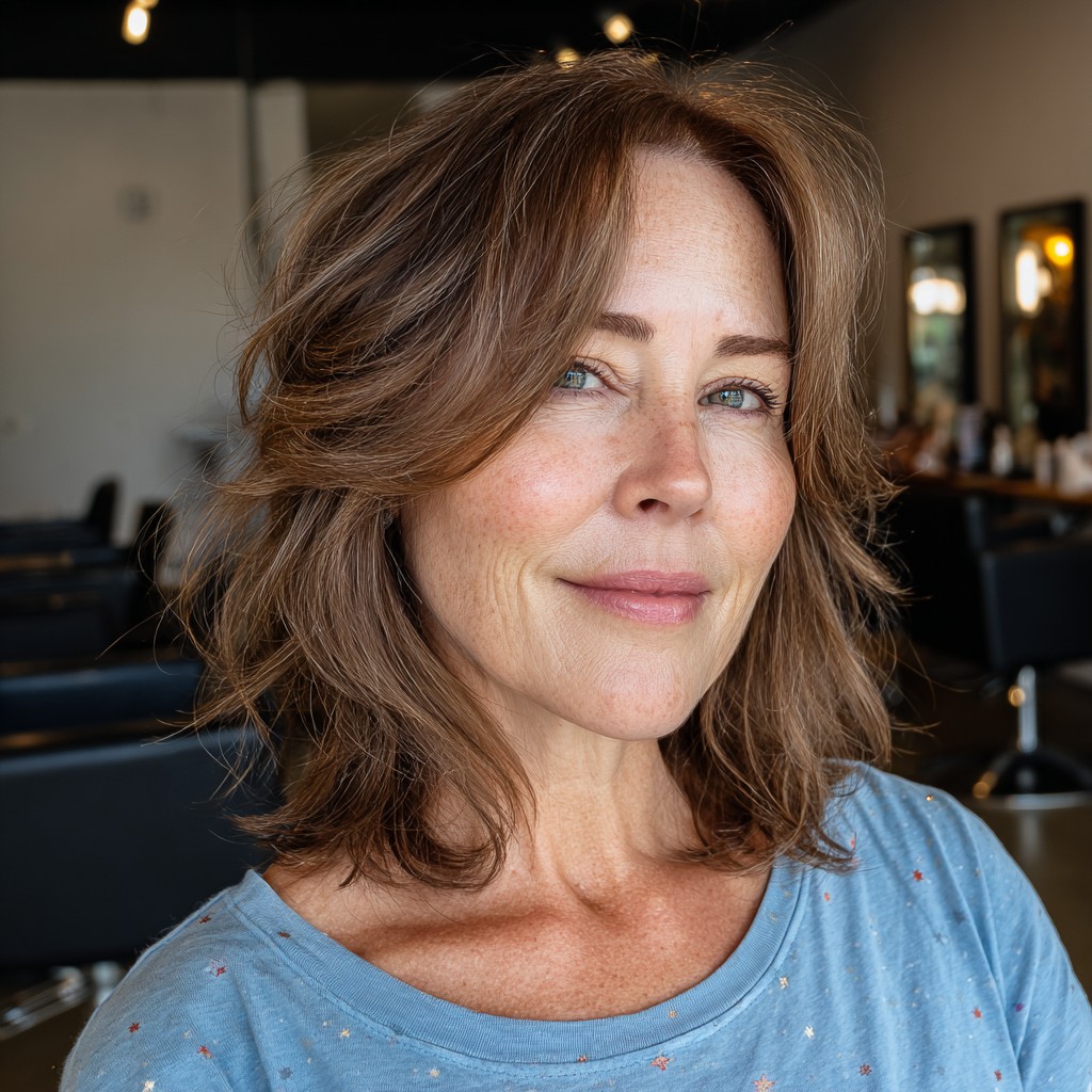 Softly Layered Mid-Length Cut with Subtle Face-Framing Layers