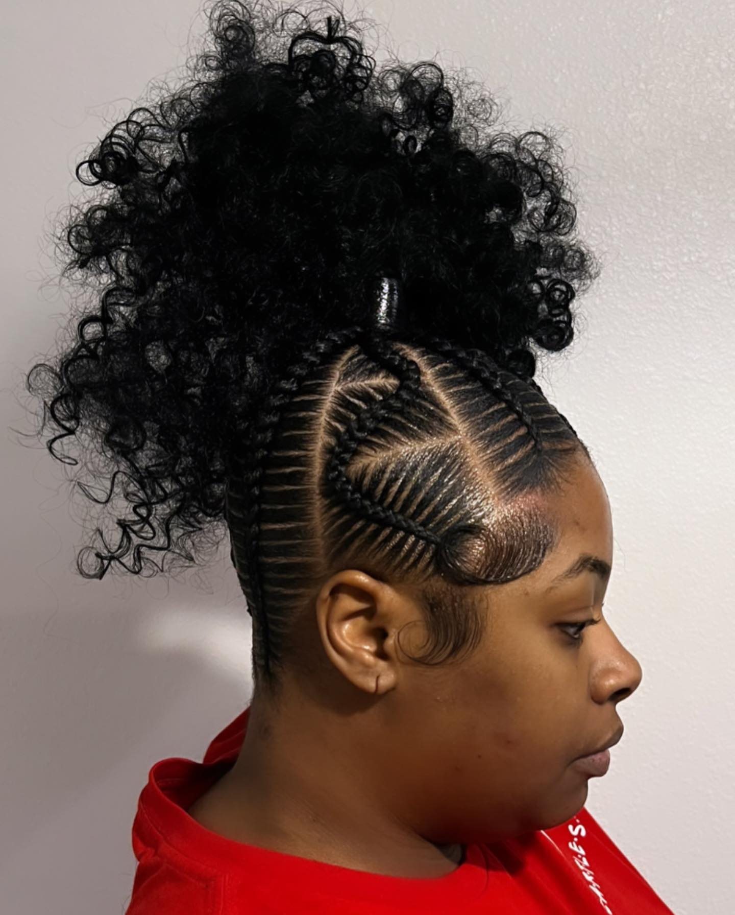 Stylish High Ponytail with Intricate Stitch Braids