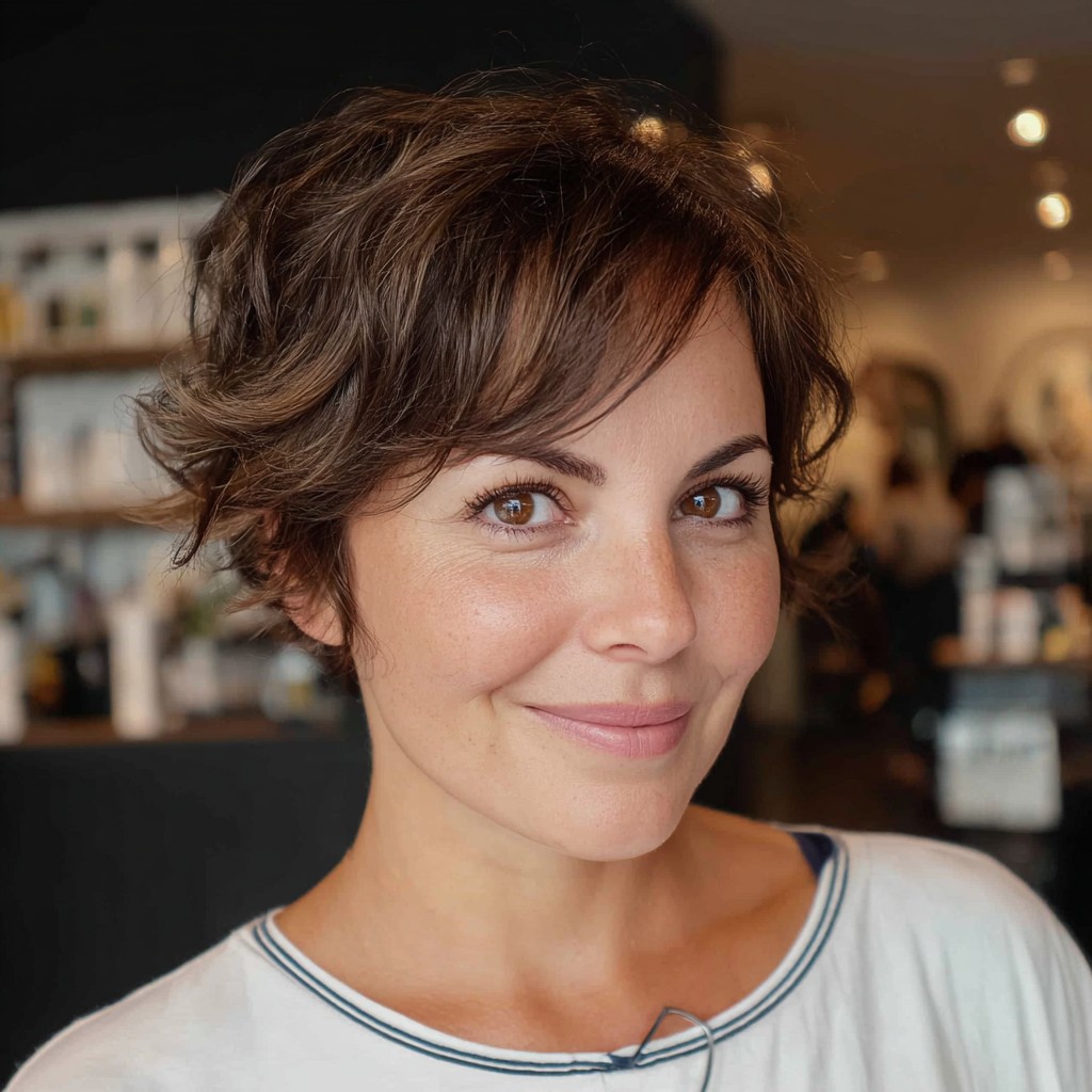 Textured Short Curly Pixie Cut