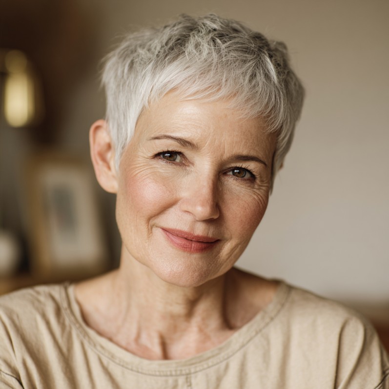 Textured Silver Pixie with Soft Volume