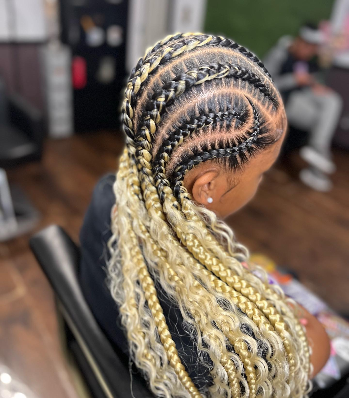 Textured Stitch Braids with Curly Ends