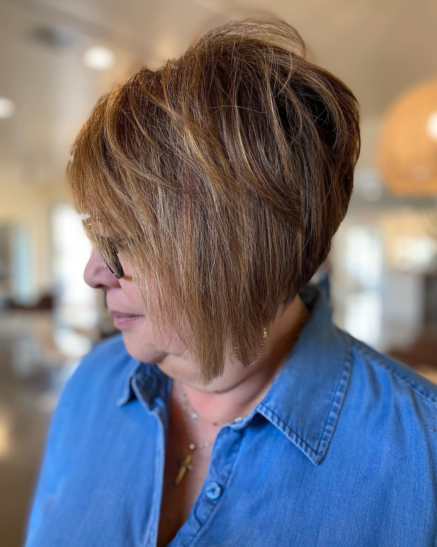 Textured Warm Brown Bob with Subtle Layers