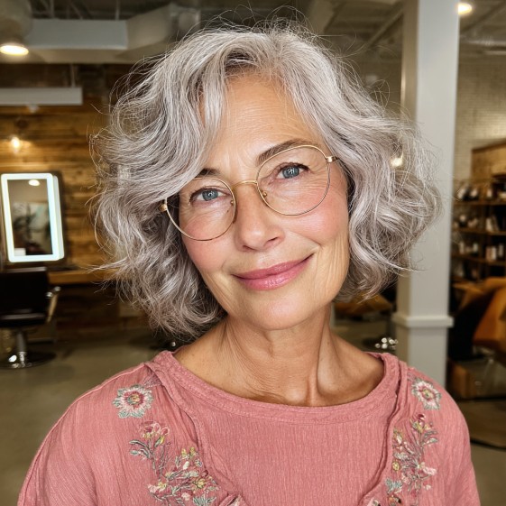 Charming Soft Curly Bob with Gentle Movement