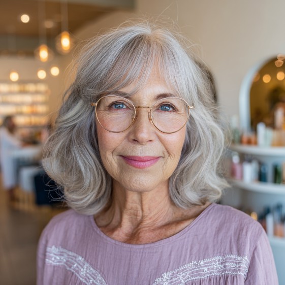 Charming Soft Gray Shag with Gentle Waves