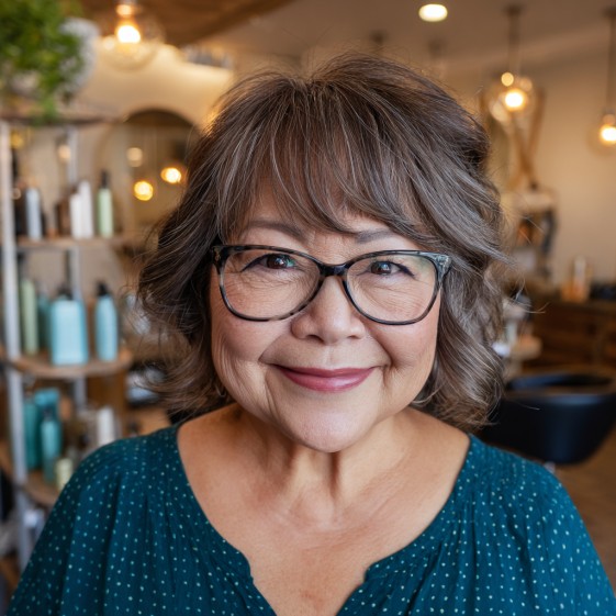 Charming Soft Layered Curls with Glasses