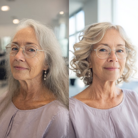 Chic Soft Curly Bob with Glasses