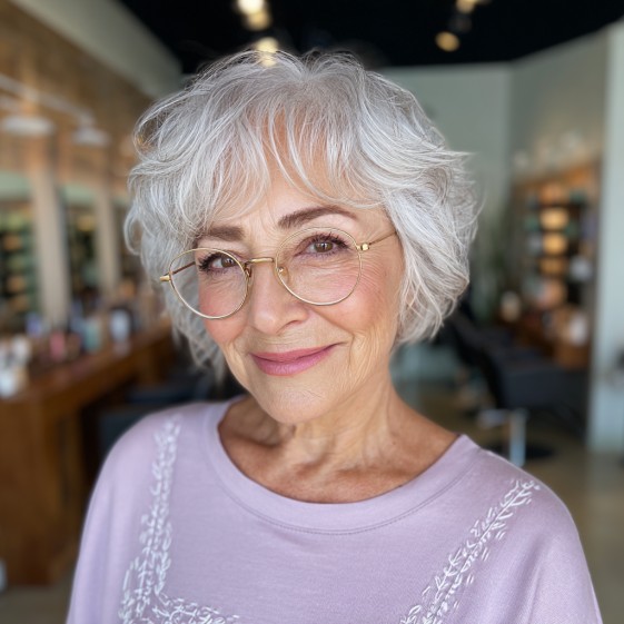 Chic Soft Textured Silver Crop with Gentle Layers