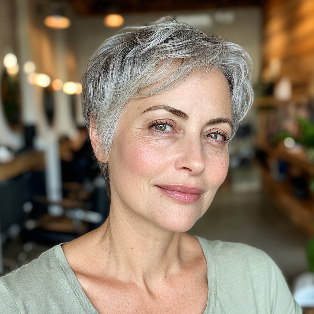 chic textured short pixie cut with subtle layers