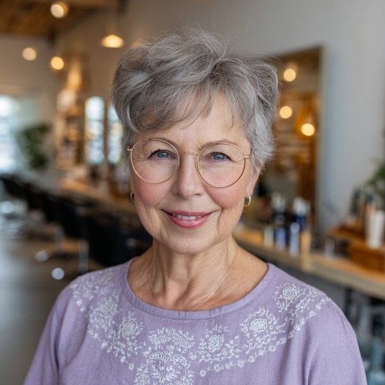 Textured Silver Pixie Cut with Soft Layers