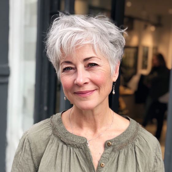 Charming Textured Pixie Cut with Soft Silver Highlights