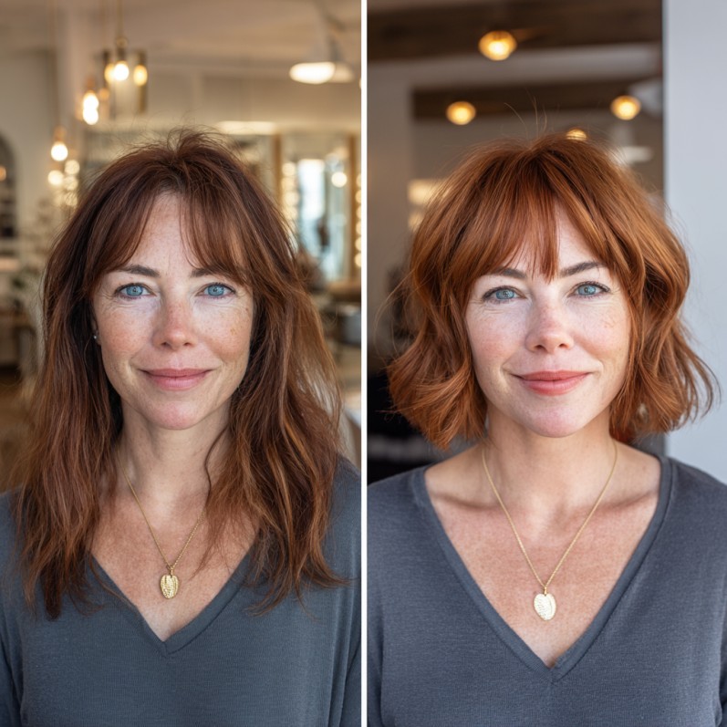 Chic Layered Choppy Bob with Curtain Bangs