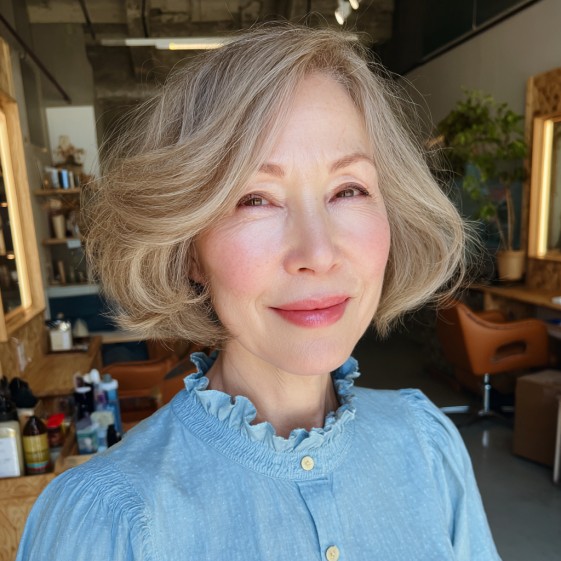Elegant Soft Curly Bob with Gentle Volume