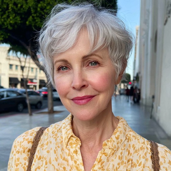 Playful Textured Short Cut with Soft Silver Highlights