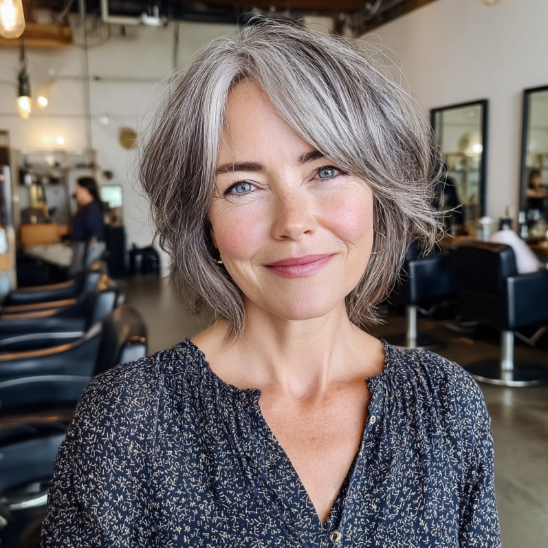 Radiant Textured Bob with Soft Curtain Bangs