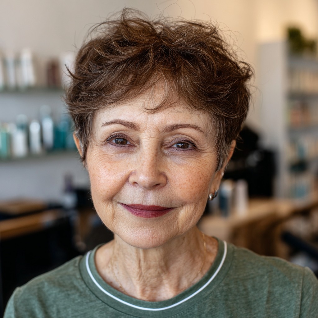 Textured Dark Brown Curly Cut with Volume