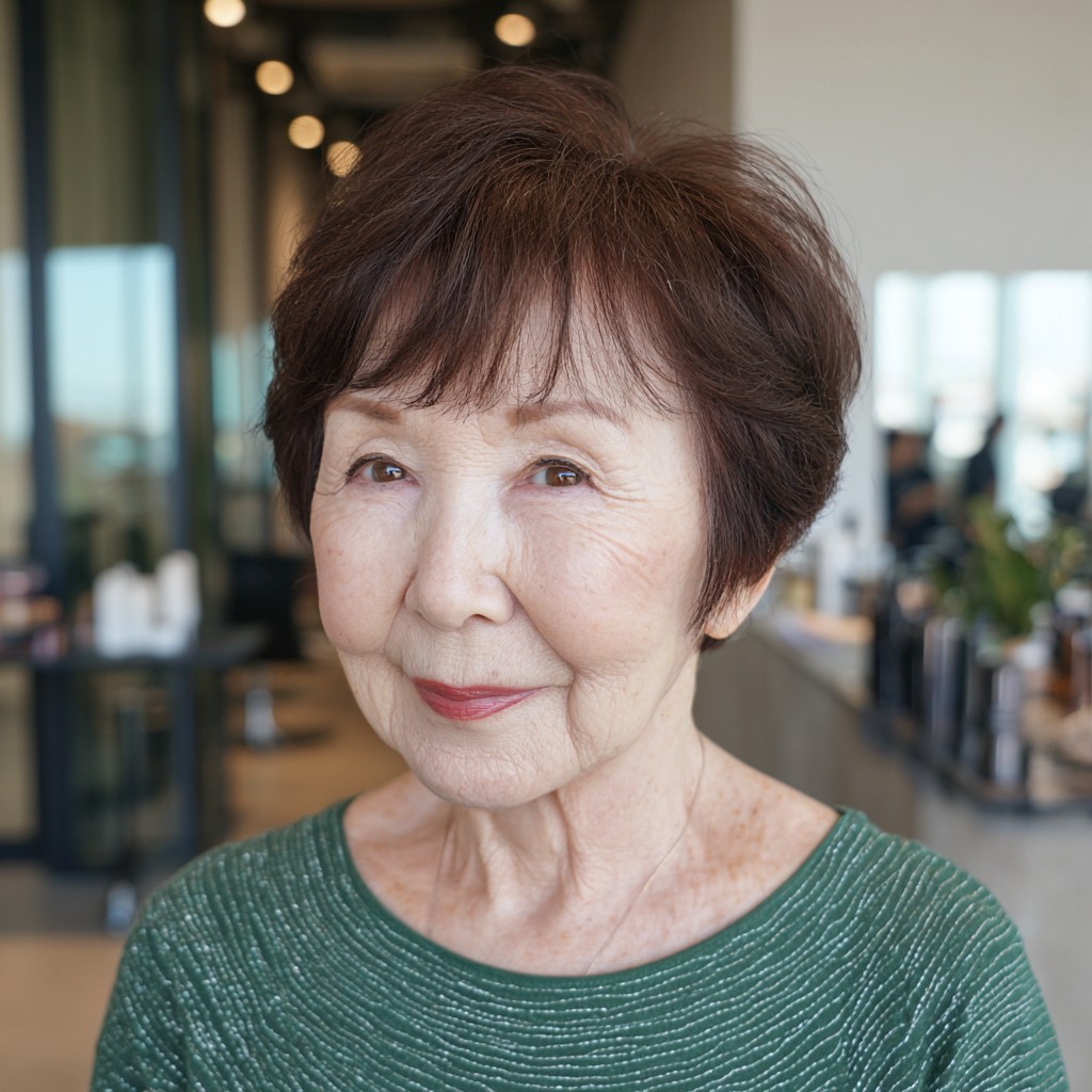 Textured Dark Brown Pixie Cut with Soft Layers