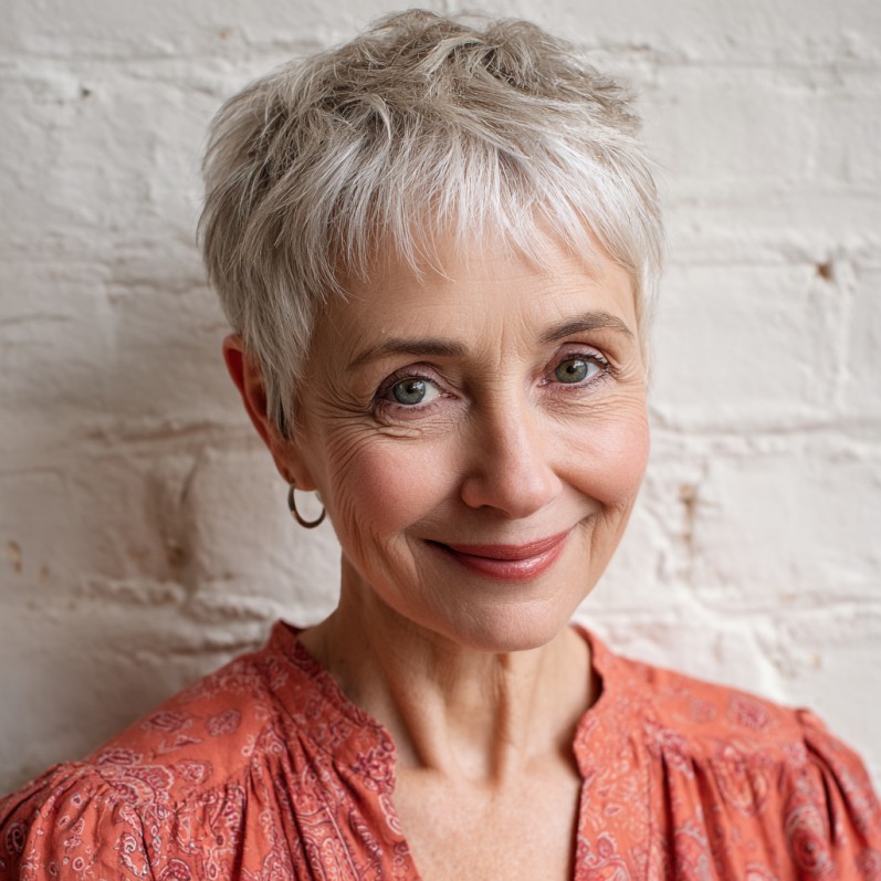 Charming Feathered Pixie Cut with Subtle Highlights