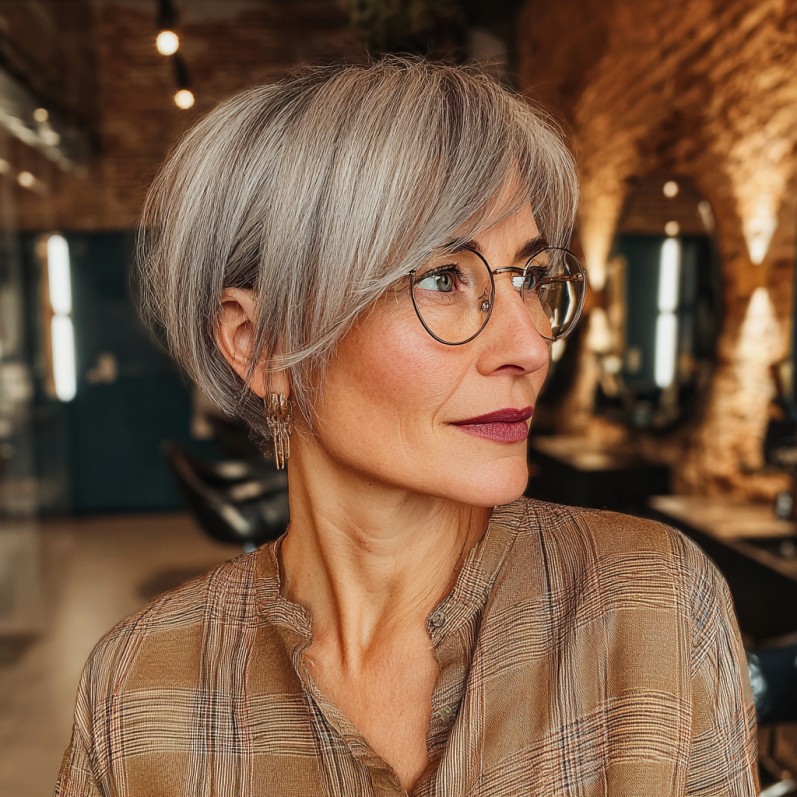 Chic Silver Jaw-Length Blunt Cut with Textured Ends