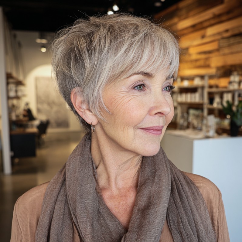 Chic Soft Textured Pixie Cut with Wispy Bangs