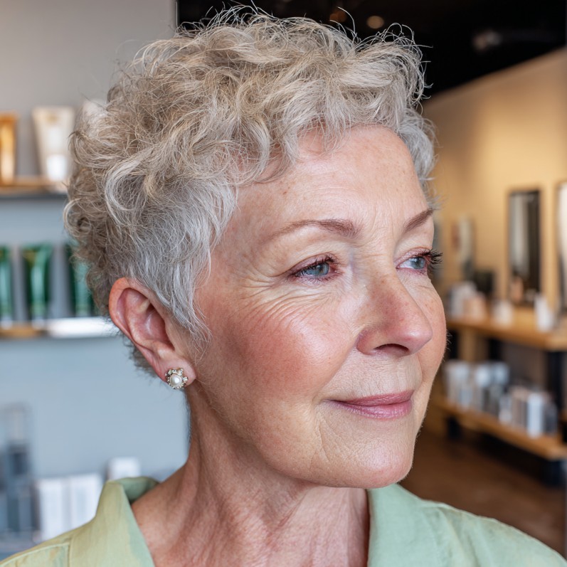 Soft Curly Pixie Cut with Natural Volume
