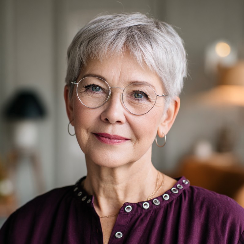 Soft Silver Pixie Cut with Textured Layers