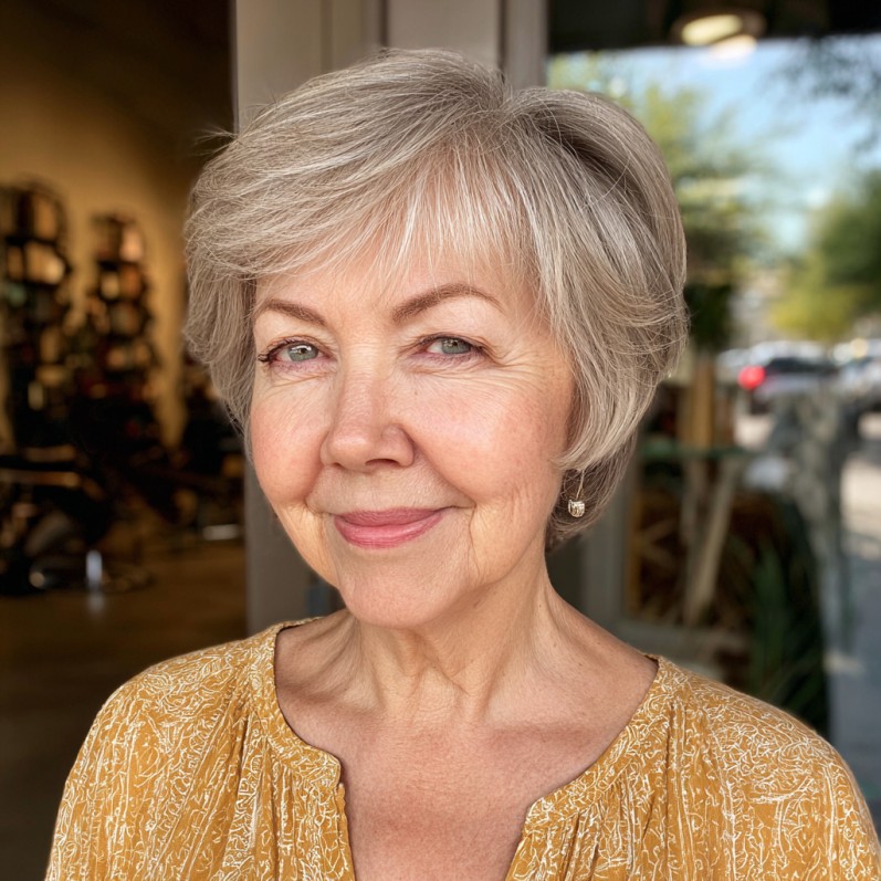 Soft Textured Gray Pixie Cut with Gentle Layers