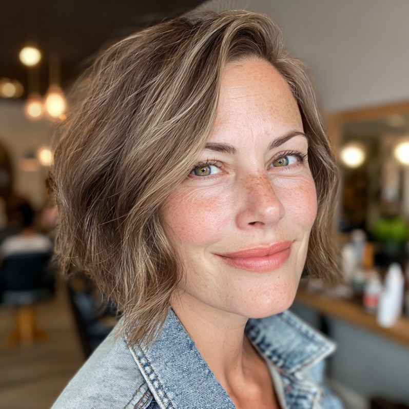 Textured Jaw-Length Blunt Cut with Subtle Beachy Waves