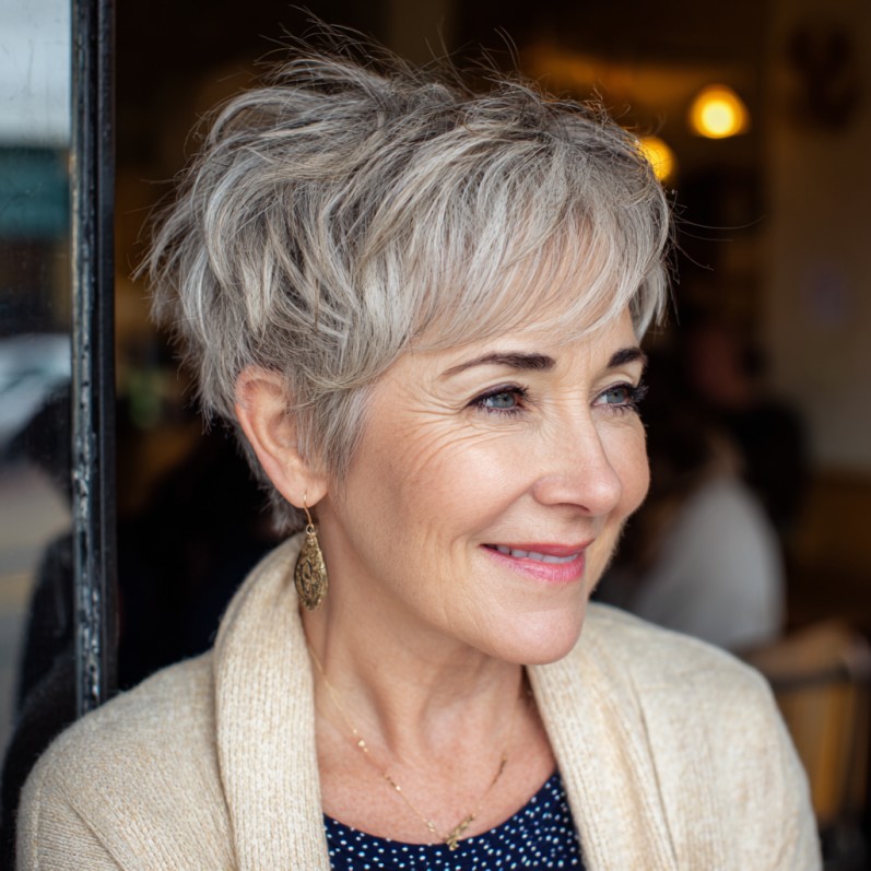 Chic Textured Pixie Cut with Playful Volume