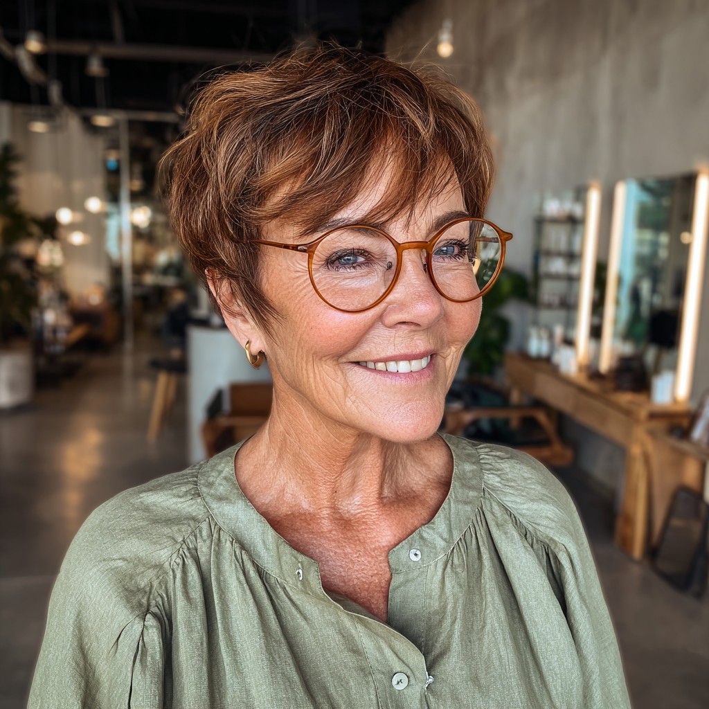 Chic Textured Brunette Pixie with Soft Layers