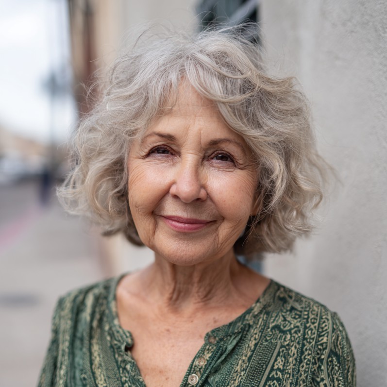 Charming Soft Curly Lob with Textured Ends