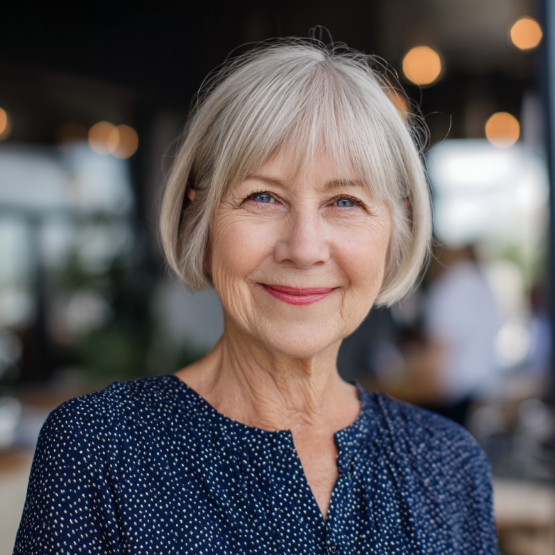 Charming Textured Bob with Soft Curtain Bangs