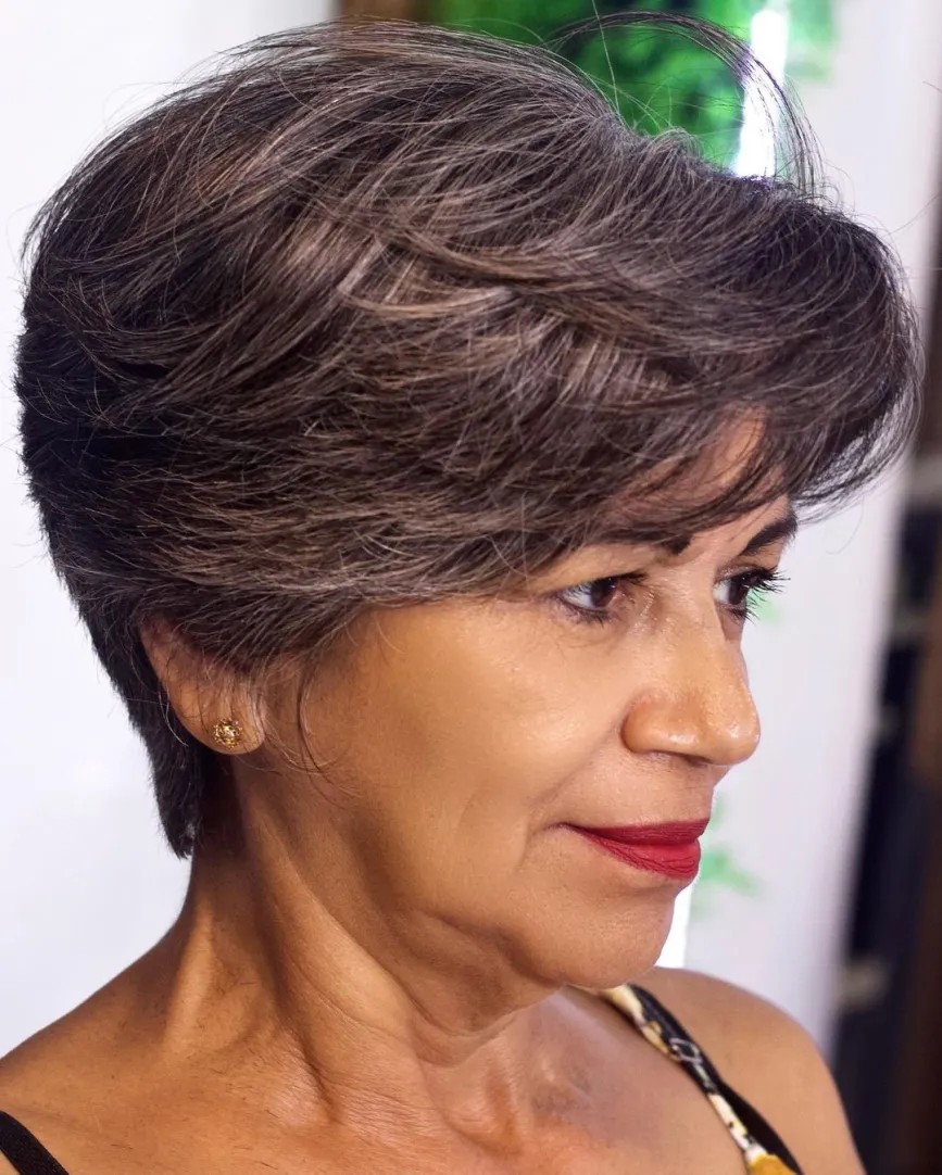 Chic Brunette Textured Pixie with Soft Layers