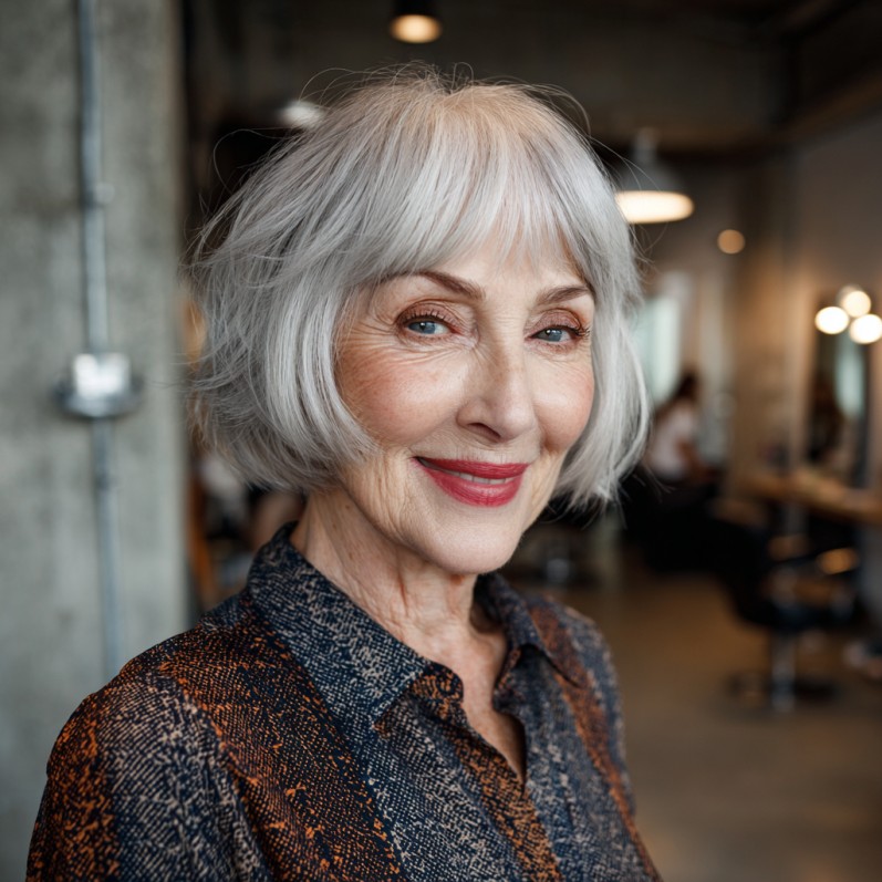 Chic Soft Blunt Bob with Delicate Curtain Bangs